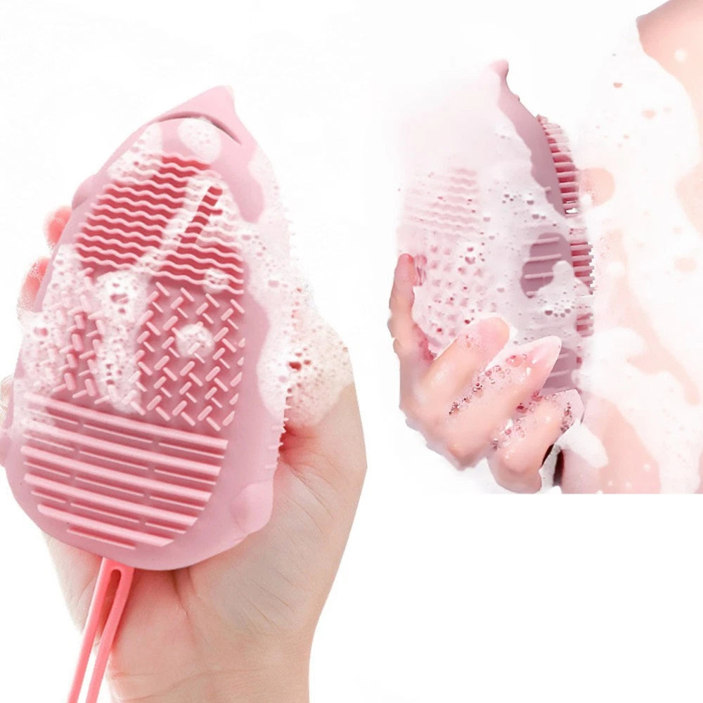 Bath Brush Silicone Body Scrubber Shower Child Baby Portable Double Sided