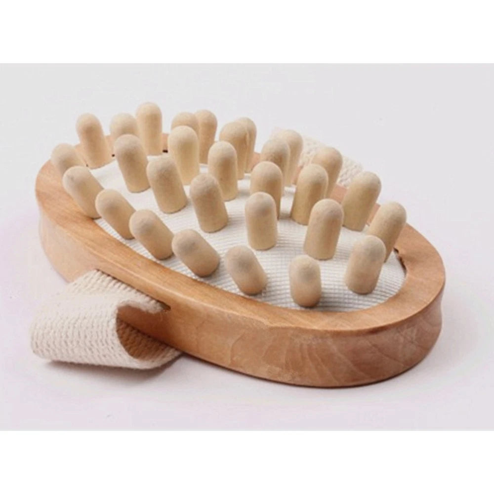 Massager Bath Brush Scrub for Shower Body Skin Exfoliating Wooden