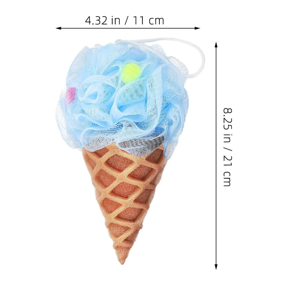 2 Pcs Cartoon Ice Cream Shower Ball Loofah Bath Brush Dad Scrub Back Scrubber