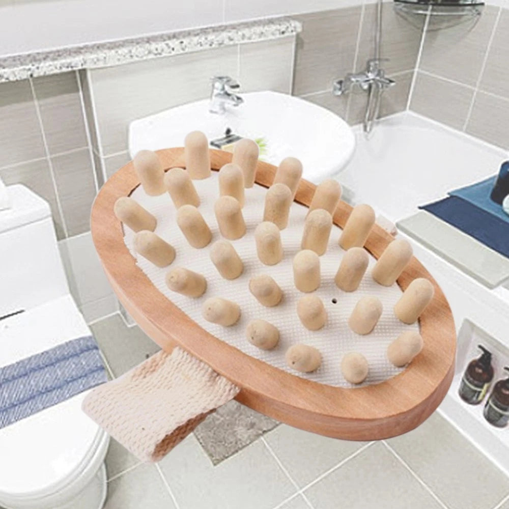 Body Massage Bath Brush Wooden Massage Round Bath Bathroom Accessories (