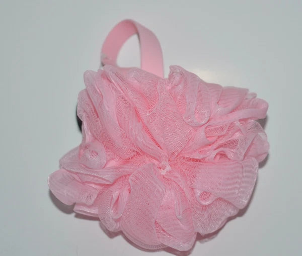 BATH & BODY WORKS PINK MESH SHOWER SPONGE LOOFAH POUF SOFT SILICONE HANDLE STRAP