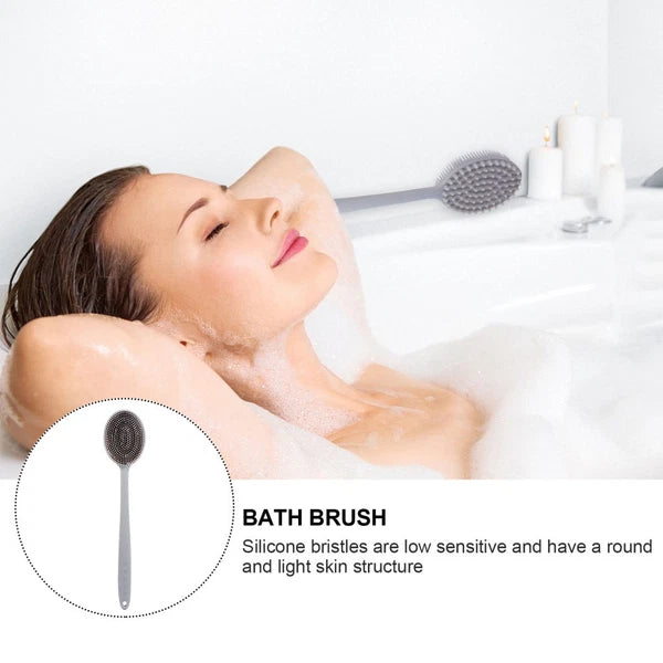1Pc Bath Brush Silicone Bath Brush Long Handle Shower Brush Bathing Supplies