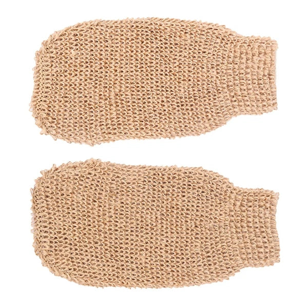 2Pcs Spa Exfoliating Bath Gloves for Deep Clean Ramie Jute Scrubber