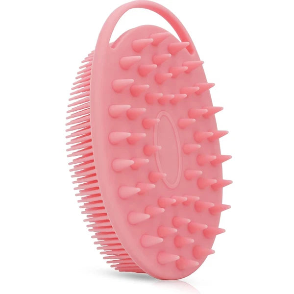 Premium 2-in-1 Silicone Bath and Shampoo Brush, Pink Exfoliating Scrubber