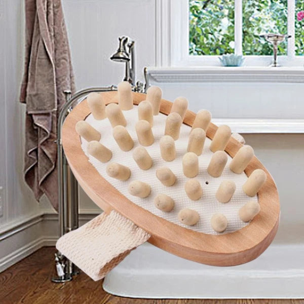 Body Massage Bath Brush Wooden Massage Round Bath Bathroom Accessories (