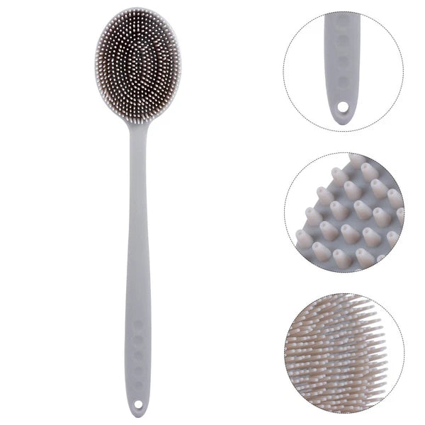 1Pc Bath Brush Silicone Bath Brush Long Handle Shower Brush Bathing Supplies