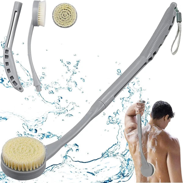 Back Brush Long Handle for Shower, 20.5” Bath Brush, 20.5” Gray, Grey