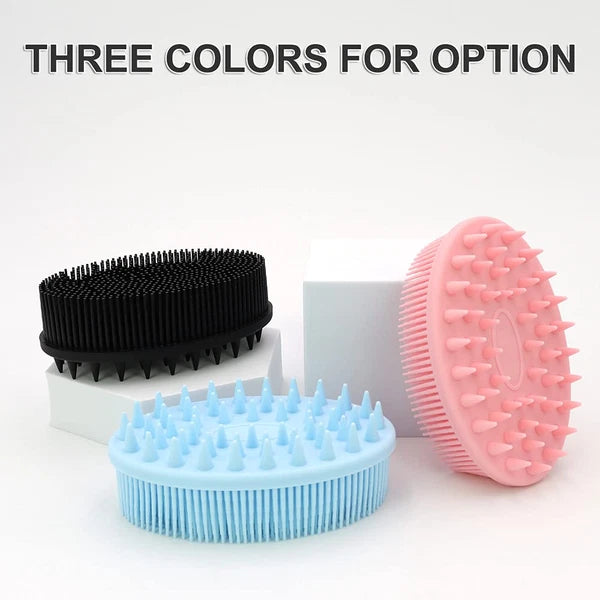 Premium 2-in-1 Silicone Bath and Shampoo Brush, Pink Exfoliating Scrubber