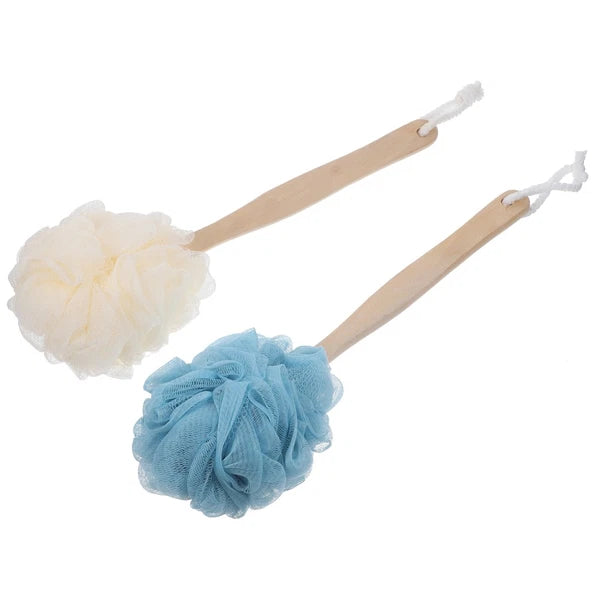 2 Pcs Miss Bath Brushes Long Handles for Elderly Soft Back Scrubber Shower