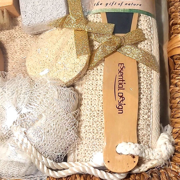 Essential Design 9 pc Luxury Bath Gift Set - Pumice Stone, Loofa, Scrub Brush