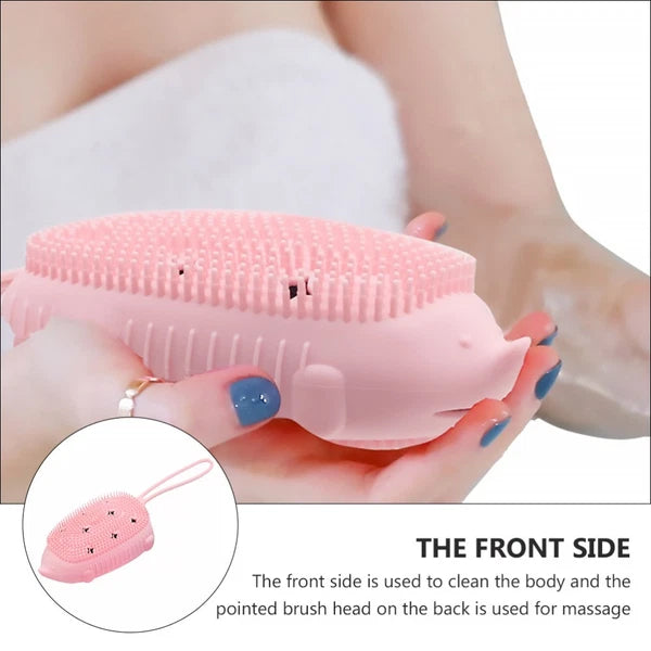 Bath Brush Silicone Body Scrubber Shower Child Baby Portable Double Sided