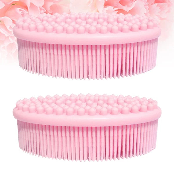 2 Pcs Massage Shampoo Brush Elder Silicone Shower Bathing Scrubber