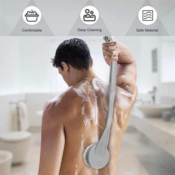 Back Brush Long Handle for Shower, 20.5” Bath Brush, 20.5” Gray, Grey