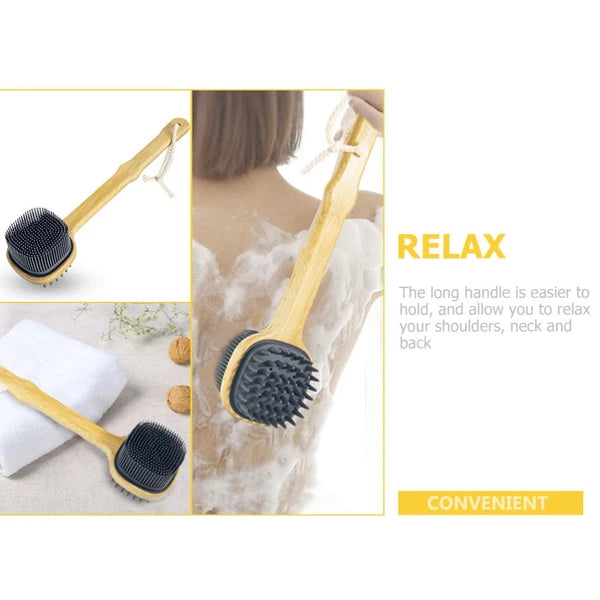 Bath Brush Miss Man Back Scrubbing Silicone Body Scrubber with Handle