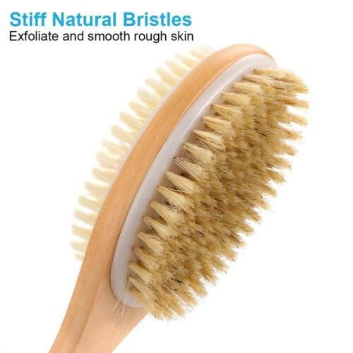 Long Handle Natural Wooden Bristle Bath Shower Body Brush Back Scrubber loofah