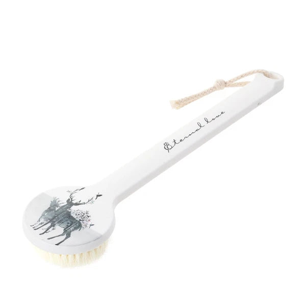 Long Handle Bath Scrubber Printed Exfoliating Shower Brush (Wapiti)