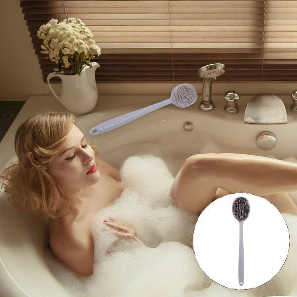 1Pc Bath Brush Silicone Bath Brush Long Handle Shower Brush Bathing Supplies