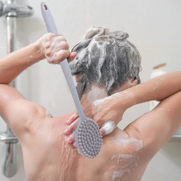 1Pc Bath Brush Silicone Bath Brush Long Handle Shower Brush Bathing Supplies