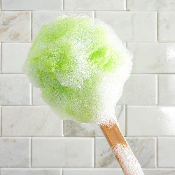 Gentle Bath Scrubber Set - 4 Colorful Loofahs with 16-Inch Handle for Showers
