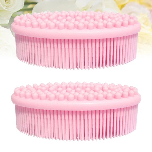 2 Pcs Massage Shampoo Brush Elder Silicone Shower Bathing Scrubber