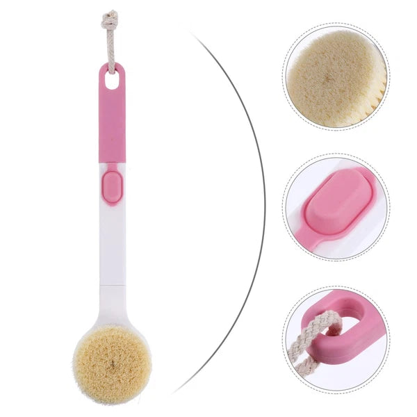 Long Handle Bath Brush Household Rub Back Brush Bathing Accessories (Pink)