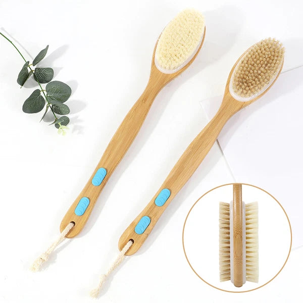 Long Handle Natural Wooden Bristle Bath Shower Body Brush Back Scrubber loofah