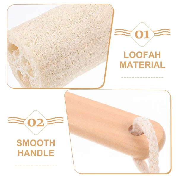Loofah Bath Brush with Wooden Handle for Exfoliating Skin
