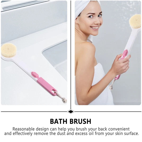 Long Handle Bath Brush Household Rub Back Brush Bathing Accessories (Pink)