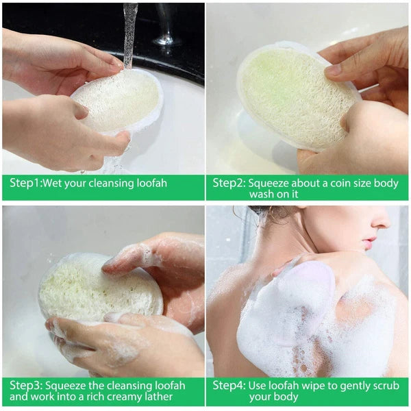 1/2/5X Biodegradable Shower Brushes Natural Loofah Exfoliating Sponge for Bath