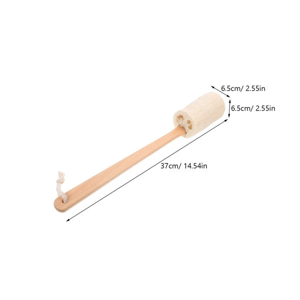 Loofah Bath Brush with Wooden Handle for Exfoliating Skin