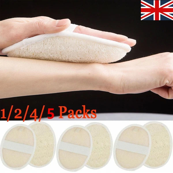 1/2/5X Biodegradable Shower Brushes Natural Loofah Exfoliating Sponge for Bath