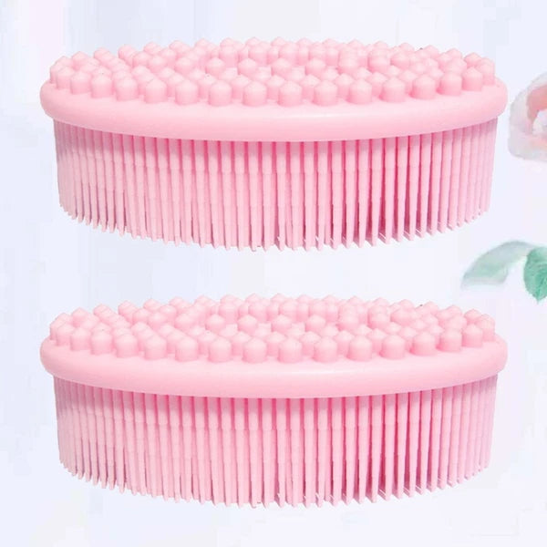 2 Pcs Massage Shampoo Brush Elder Silicone Shower Bathing Scrubber