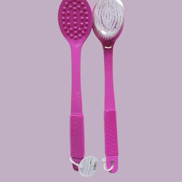 Long Handle Back Body Shower Brush Exfoliates Soft Bristles (2-PACK) PINK