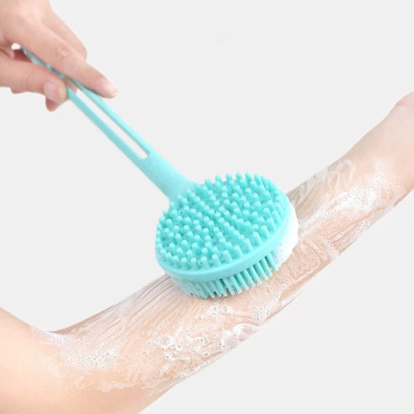 Long Handle Bath Shower Silicone Brush Back Skin Exfoliating Massaging Scrubber