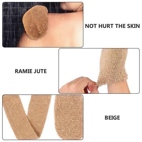 2Pcs Spa Exfoliating Bath Gloves for Deep Clean Ramie Jute Scrubber